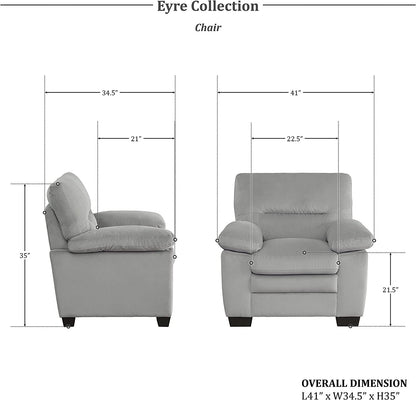 Homeify Wood Aron 6 Seater 3+2+1 Living Room Sofa Set (Light Gray)