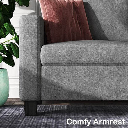 Homeify Nord Convertible Sectional Sofa Fabric 4-Person Sofa (Grey)