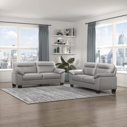 Homeify Kassel Wooden 2 Seater Leatherette Sofa Set for Living Room (Leatherette,Grey)