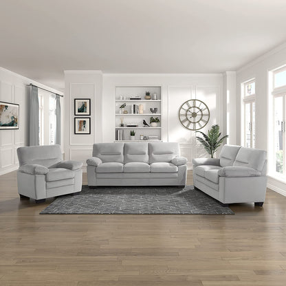 Homeify Wood Aron 6 Seater 3+2+1 Living Room Sofa Set (Light Gray)