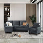 Homeify Wooden 4 Seater L-Shaped Sectional Sofa with Ottoman for Living Room Fabric 3 + 1 Sofa Set  (Grey, DIY(Do-It-Yourself))