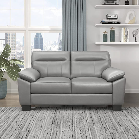 Homeify Kassel Wooden 2 Seater Leatherette Sofa Set for Living Room (Leatherette,Grey)