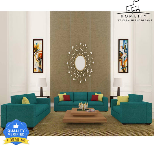 Homeify Poppy 6 Seater Living Room Sofa Set Fabric 3 + 2 + 1 Sofa Set  (Green, DIY(Do-It-Yourself))
