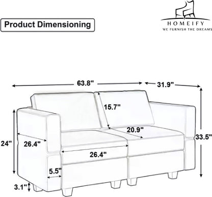 Homeify Skyler 2 Seater Sectional Sofa Set for Living Room Fabric 2 Seater Sofa  (Finish Color - Beige, DIY(Do-It-Yourself)