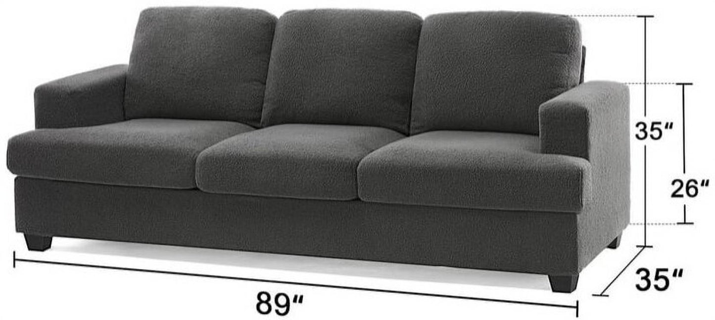 Homeify Carlos 3 Seater Fabric Sofa for Living Room Fabric 3 Seater Sofa  (Finish Color - Grey, DIY(Do-It-Yourself)