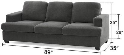 Homeify Carlos 3 Seater Fabric Sofa for Living Room Fabric 3 Seater Sofa  (Finish Color - Grey, DIY(Do-It-Yourself)