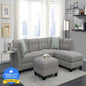 Homeify Ezra 6 Seater Sectional Sofa with Ottoman for Living Room Fabric 6 Seater Sofa  (Finish Color - Grey, DIY(Do-It-Yourself)