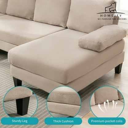 Homeify Ashton 4 Seater Fabric U-Shaped Sectional Sofa for Living Room Fabric 4 Seater Sofa  (Finish Color - Beige, DIY(Do-It-Yourself)