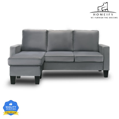 Homeify Adora 3 Seater Fabric L-Shaped Sectional Sofa for Living Room Fabric 3 Seater Sofa  (Finish Color - Grey, DIY(Do-It-Yourself)