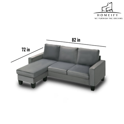 Homeify Adora 3 Seater Fabric L-Shaped Sectional Sofa for Living Room Fabric 3 Seater Sofa  (Finish Color - Grey, DIY(Do-It-Yourself)