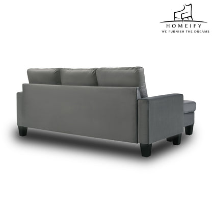Homeify Adora 3 Seater Fabric L-Shaped Sectional Sofa for Living Room Fabric 3 Seater Sofa  (Finish Color - Grey, DIY(Do-It-Yourself)