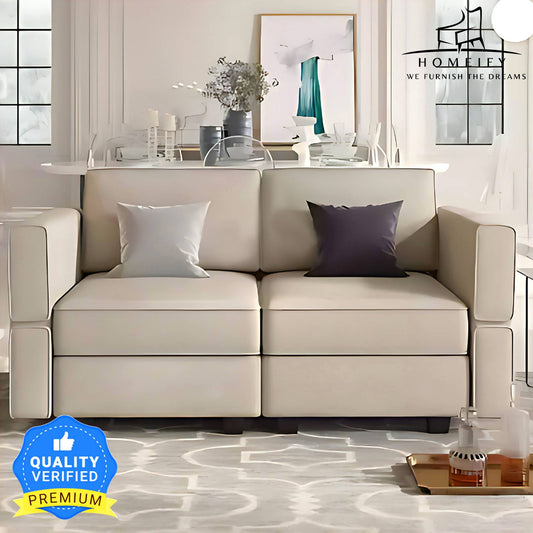 Homeify Skyler 2 Seater Sectional Sofa Set for Living Room Fabric 2 Seater Sofa  (Finish Color - Beige, DIY(Do-It-Yourself)
