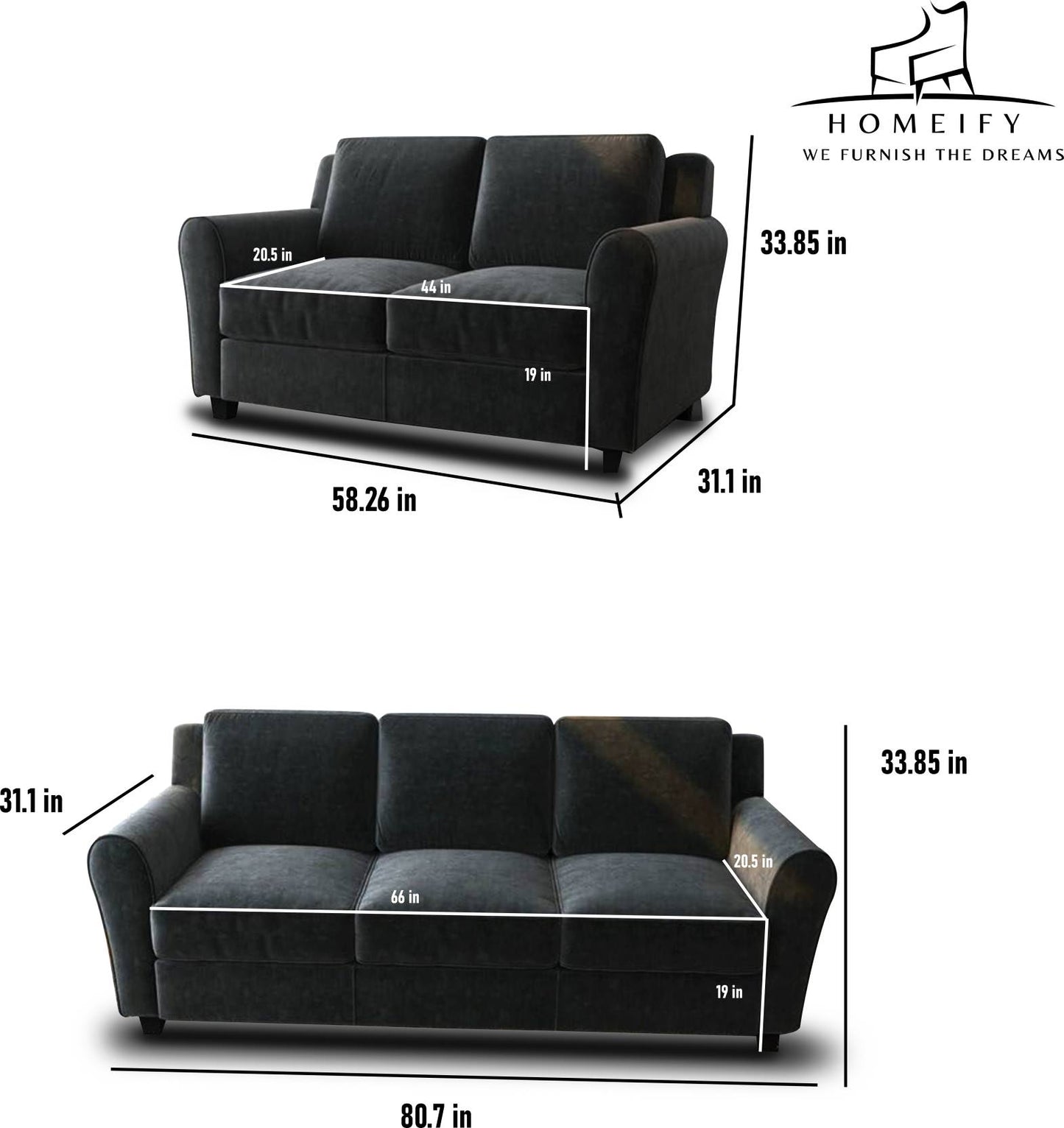 Groovecraft Ewan Wooden 3+2 Seater Modern Sofa Set for Living Room Fabric 3 + 2 Sofa Set  (Dark Grey, DIY(Do-It-Yourself)