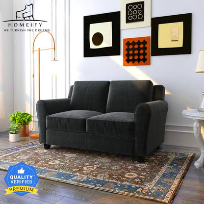 Groovecraft Ewan Wooden 3+2 Seater Modern Sofa Set for Living Room Fabric 3 + 2 Sofa Set  (Dark Grey, DIY(Do-It-Yourself)