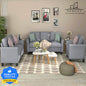 Homeify Wood Swiss 5- to 6-Seater Sofa 3+2+1 Sofa Set for Living Room Fabric 3 + 2 + 1 Sofa Set  (Light Grey, Pre-assembled)