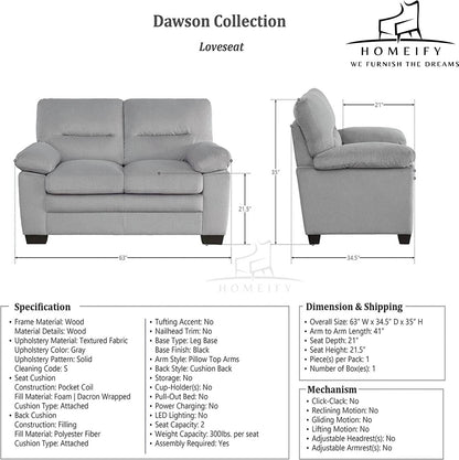 Homeify Dawson 2 Seater Leatherette Sofa for Living Room Leatherette 2 Seater Sofa (Finish Color - Grey, DIY(Do-It-Yourself)
