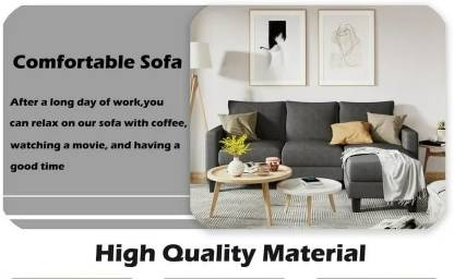 Homeify Wooden 4 Seater Fabric L-Shaped Couch Sectional with Reversible Chaise Fabric 4 Seater Sofa (Finish Color - Grey, DIY(Do-It-Yourself)