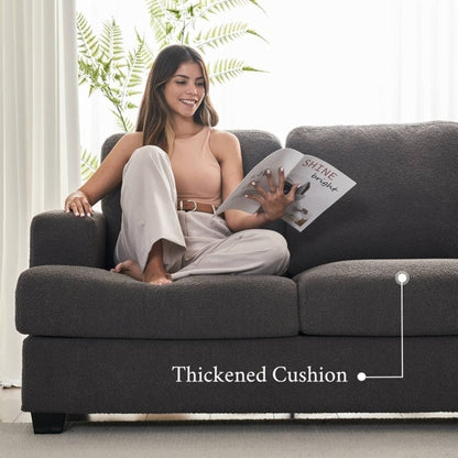 Homeify Carlos 3 Seater Fabric Sofa for Living Room Fabric 3 Seater Sofa  (Finish Color - Grey, DIY(Do-It-Yourself)
