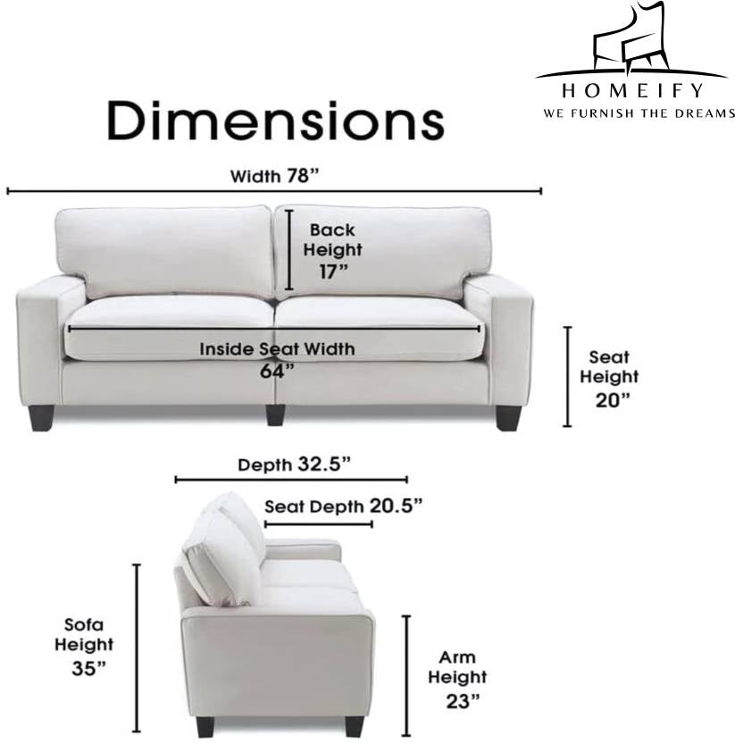 Homeify Nirvan 3 Seater Fabric Upholstered Sofa Set for Living Room Fabric 3 Seater  Sofa  (Finish Color - White, DIY(Do-It-Yourself)