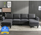 Homeify Reba Upholstered Chaise Sectional with Ottoman Fabric 6 Seater  Sofa  (Finish Color - Dark Grey, DIY(Do-It-Yourself)