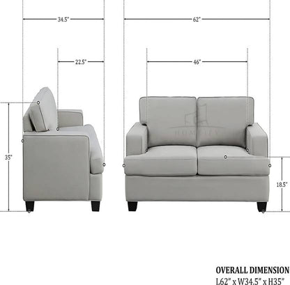 Homeify Foster 3+3+2 Seater Fabric Living Room Sofa Set Fabric 8 Seater Sofa (Finish Color - Grey, DIY (Do-It-Yourself)