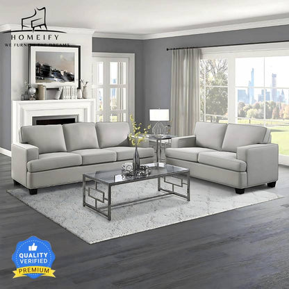 Homeify Wood Foster Fabric 3+2 Seater Living Room Sofa Set Fabric 5 Seater  Sofa  (Finish Color - Grey, DIY(Do-It-Yourself)