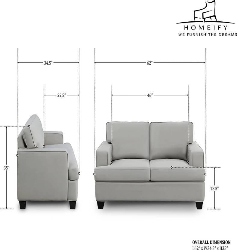 Homeify Wood Foster Fabric 3+2 Seater Living Room Sofa Set Fabric 5 Seater  Sofa  (Finish Color - Grey, DIY(Do-It-Yourself)