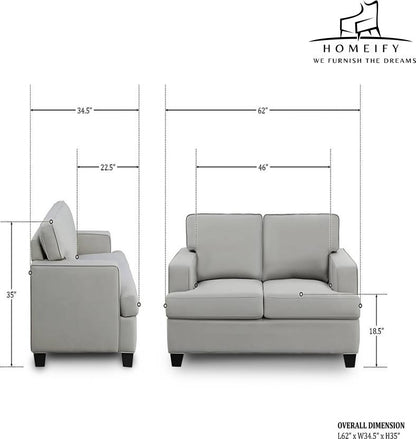 Homeify Wood Foster Fabric 3+2 Seater Living Room Sofa Set Fabric 5 Seater  Sofa  (Finish Color - Grey, DIY(Do-It-Yourself)